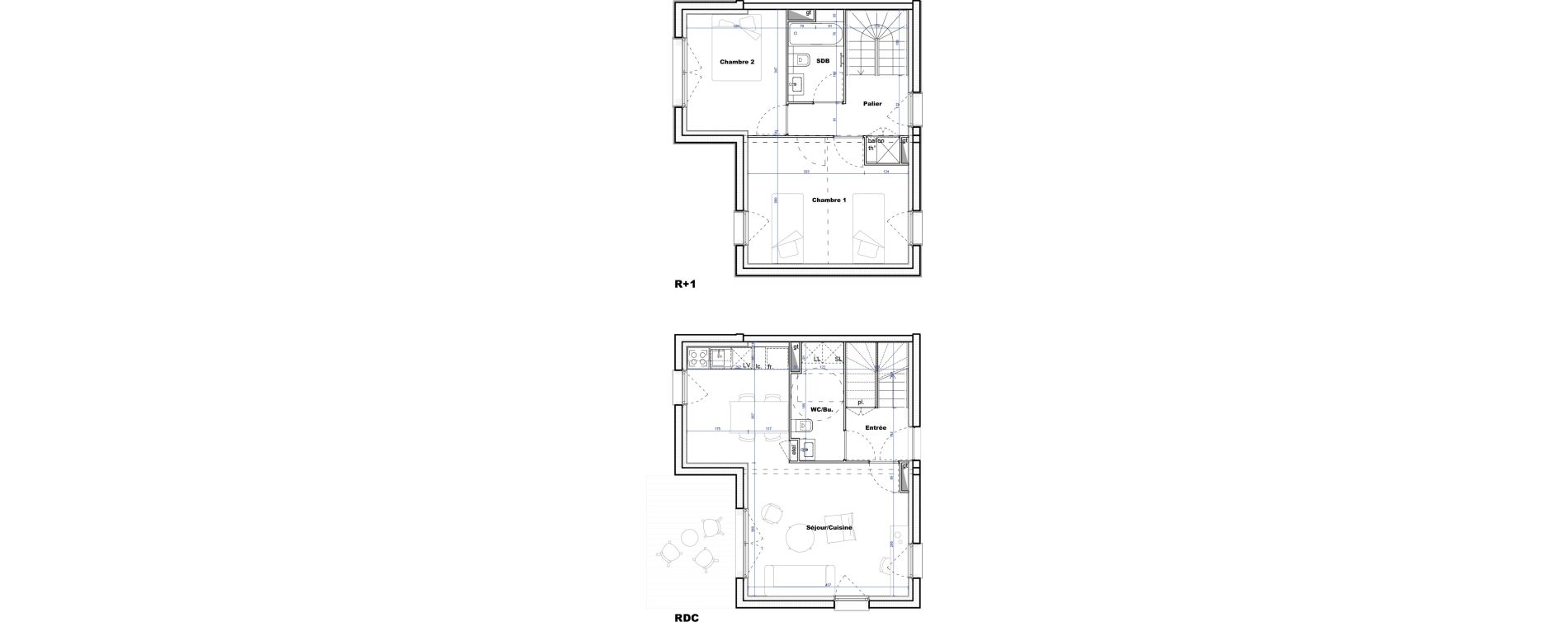 Maison T3 de 70,44 m2 &agrave; Cornebarrieu Monges croix du sud