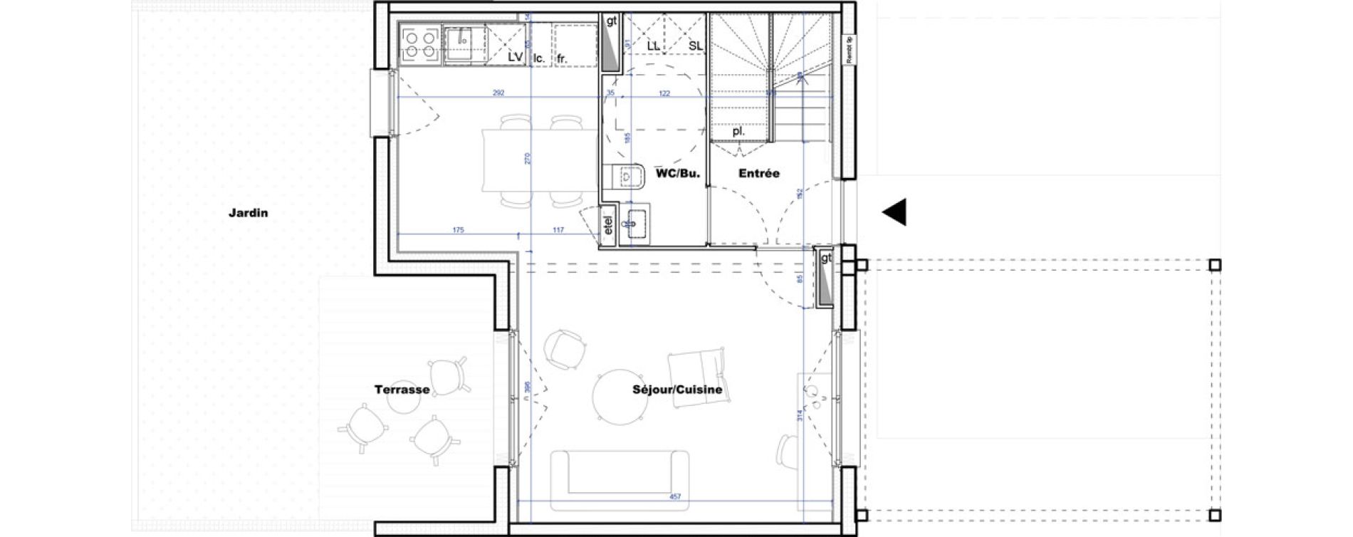 Maison T3 de 72,21 m2 &agrave; Cornebarrieu Monges croix du sud