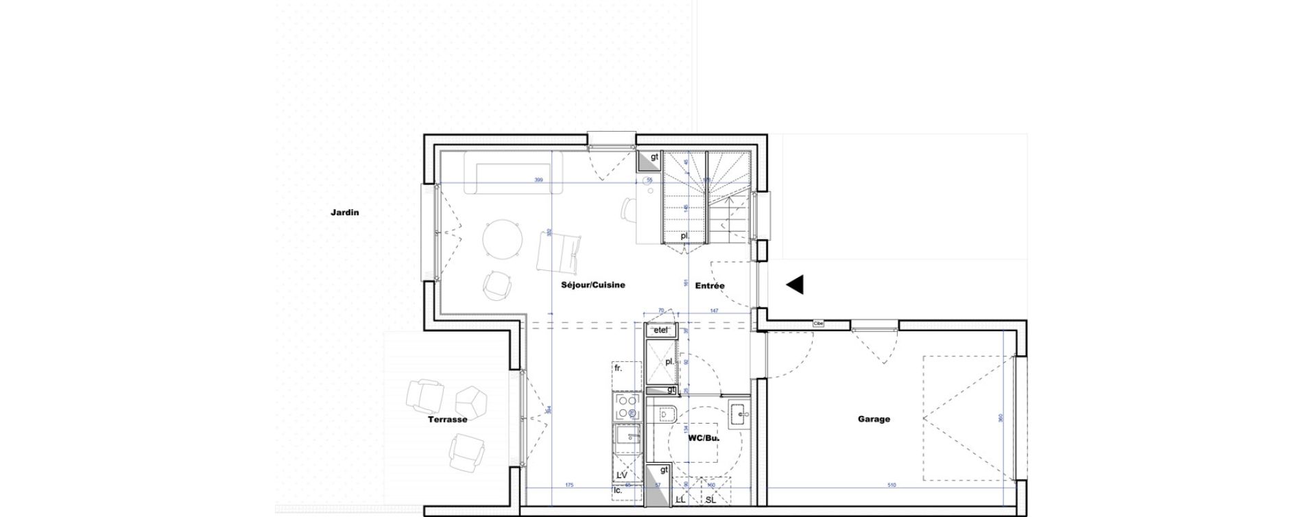 Maison T4 de 87,79 m2 &agrave; Cornebarrieu Monges croix du sud