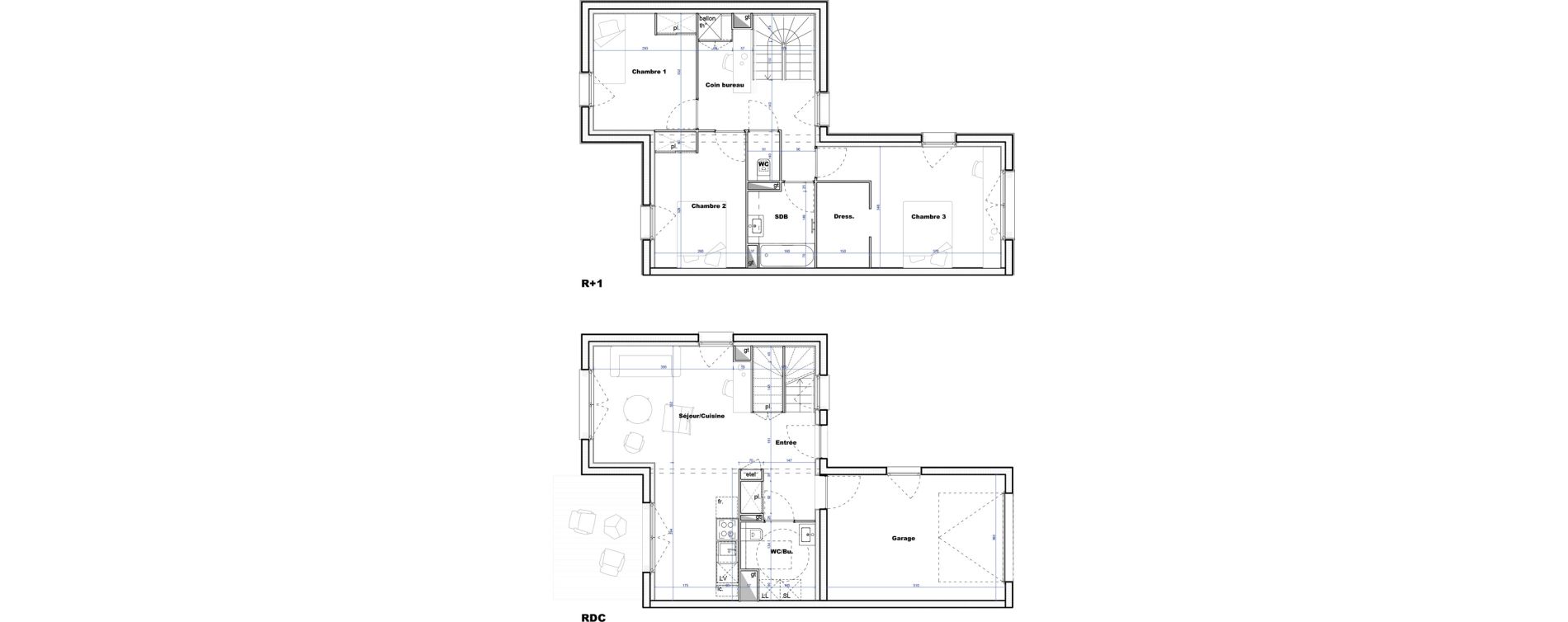 Maison T4 de 87,79 m2 &agrave; Cornebarrieu Monges croix du sud