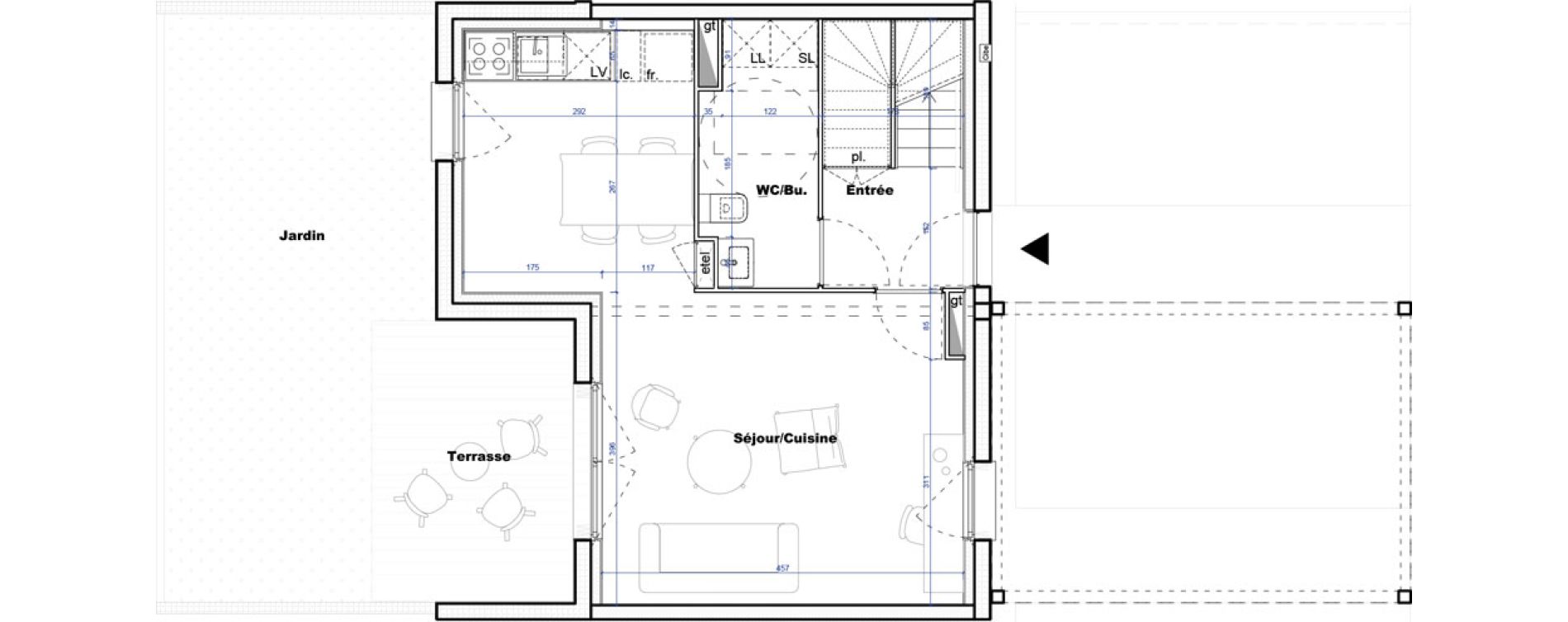 Maison T3 de 71,88 m2 &agrave; Cornebarrieu Monges croix du sud