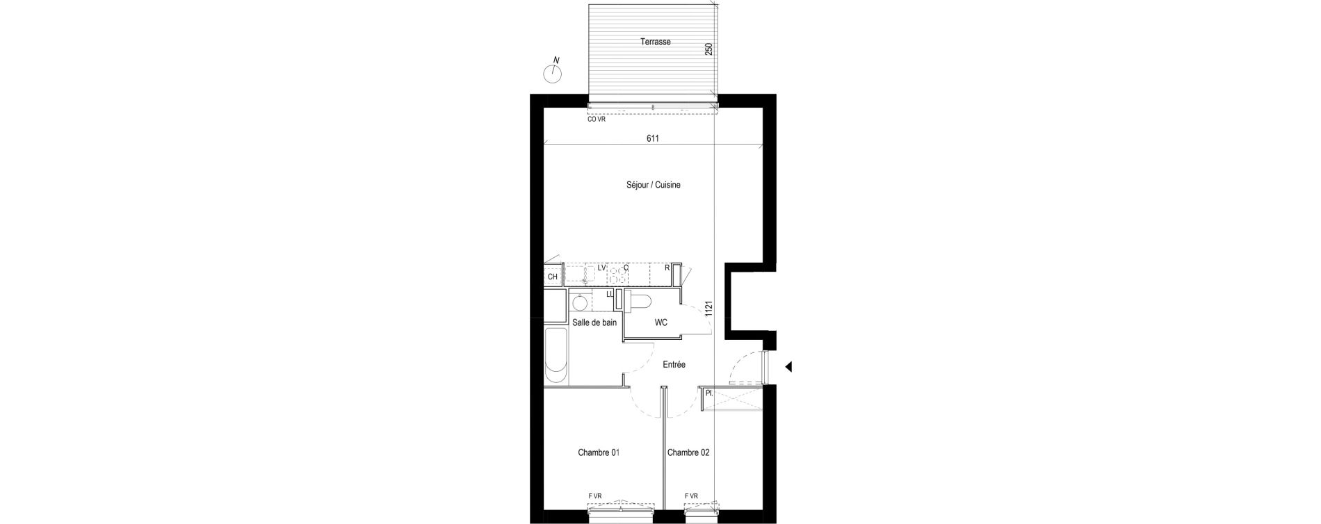 Appartement T3 de 63,87 m2 &agrave; Cornebarrieu Monges croix du sud