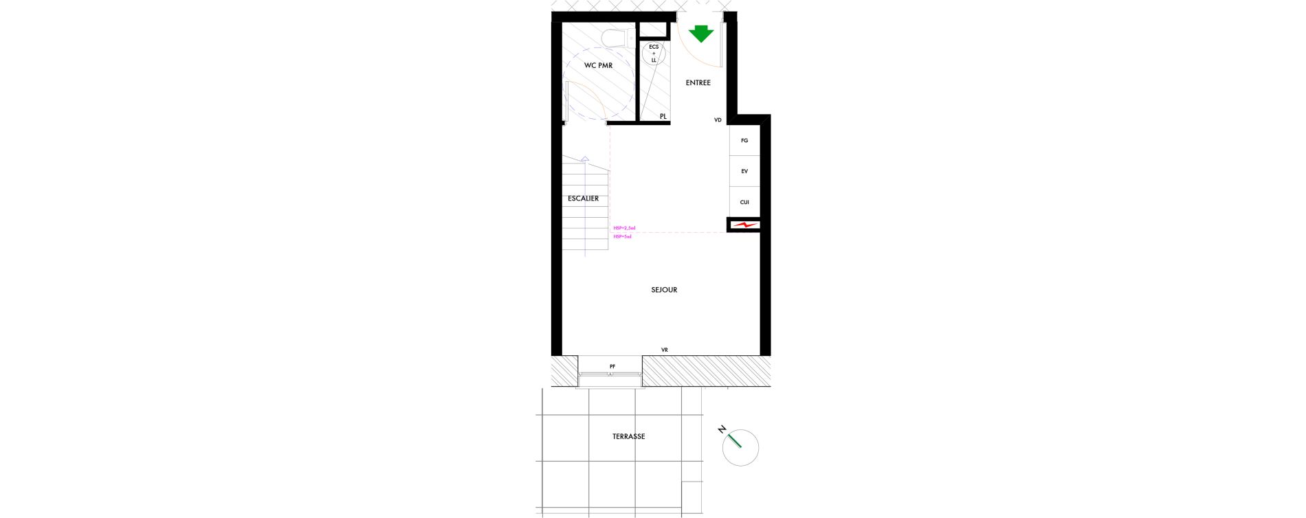 Duplex T2 de 39,90 m2 &agrave; Cugnaux Centre