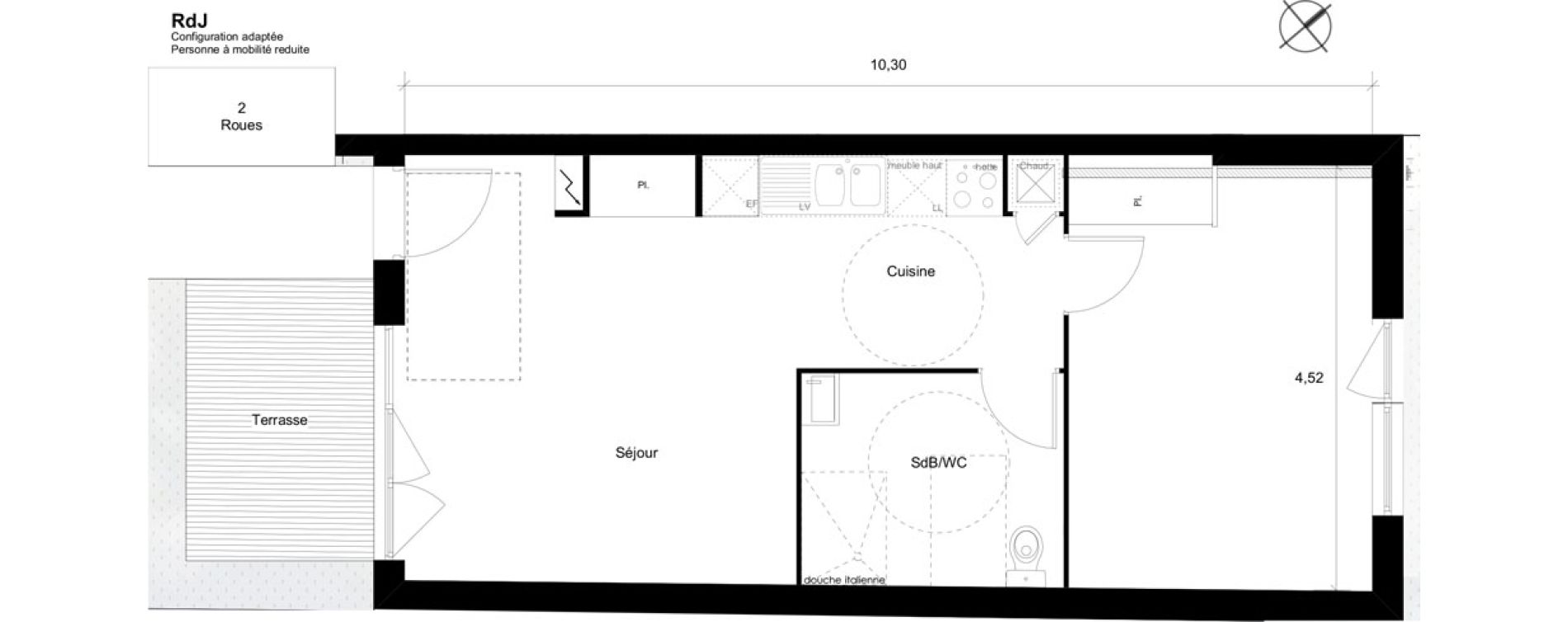 Appartement T2 de 44,48 m2 &agrave; Cugnaux Centre