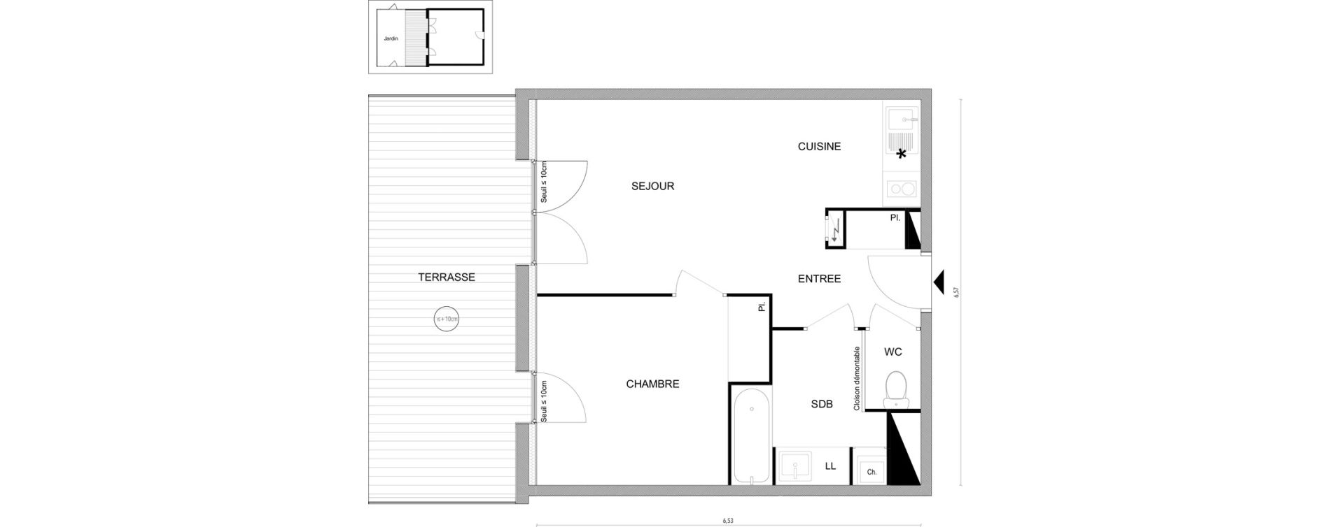 Appartement T2 de 40,96 m2 &agrave; Cugnaux Bois de rachety