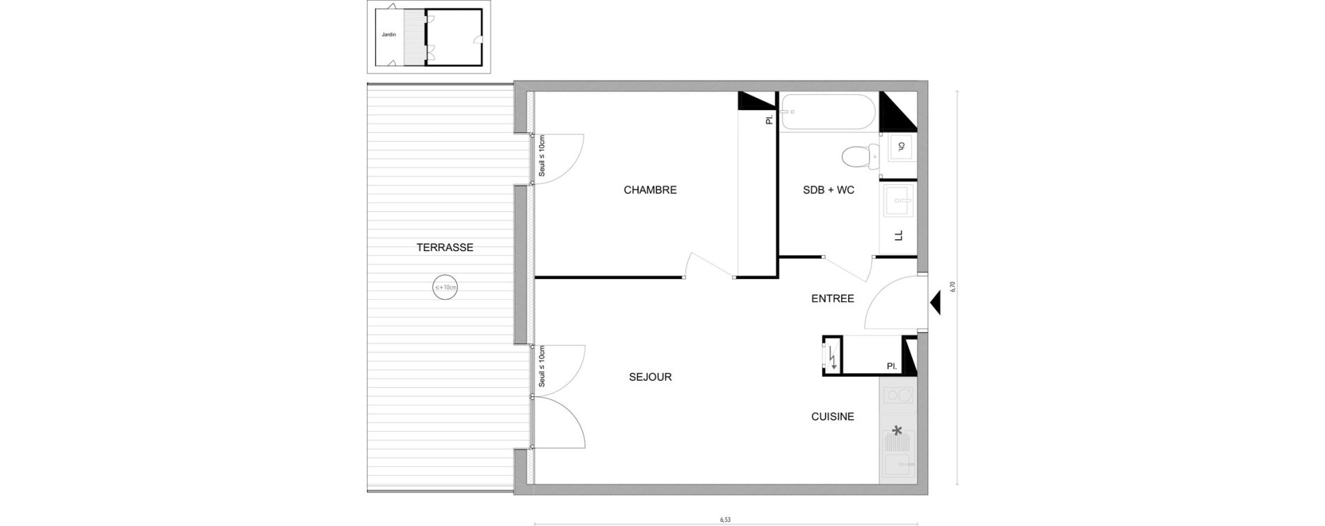 Appartement T2 de 42,01 m2 &agrave; Cugnaux Bois de rachety