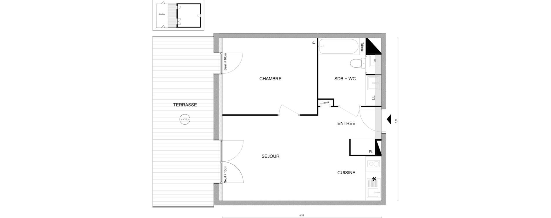 Appartement T2 de 42,22 m2 &agrave; Cugnaux Bois de rachety