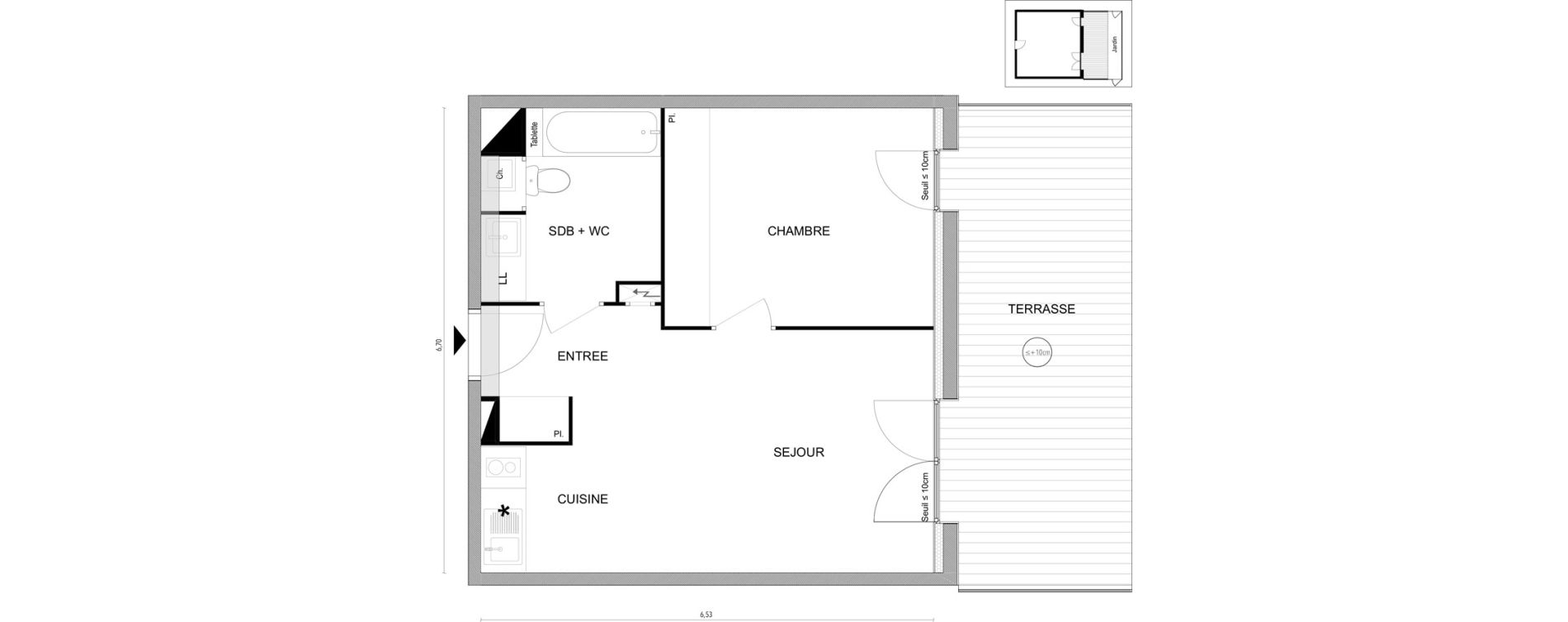 Appartement T2 de 42,22 m2 &agrave; Cugnaux Bois de rachety