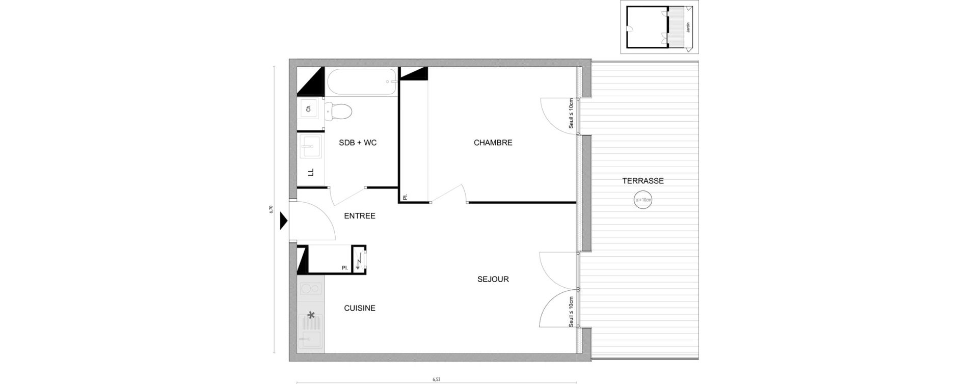 Appartement T2 de 42,01 m2 &agrave; Cugnaux Bois de rachety