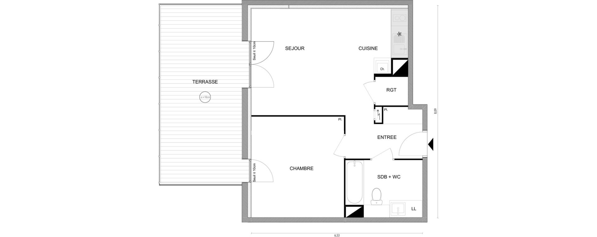 Appartement T2 de 48,08 m2 &agrave; Cugnaux Bois de rachety