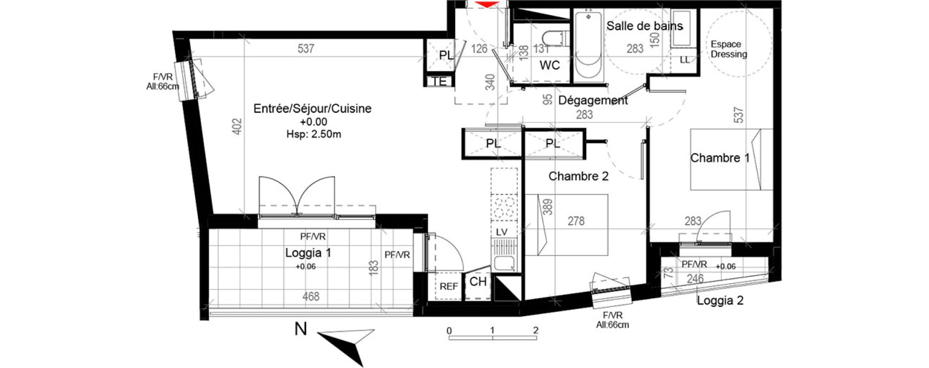 Appartement T3 de 66,09 m2 &agrave; Cugnaux Centre