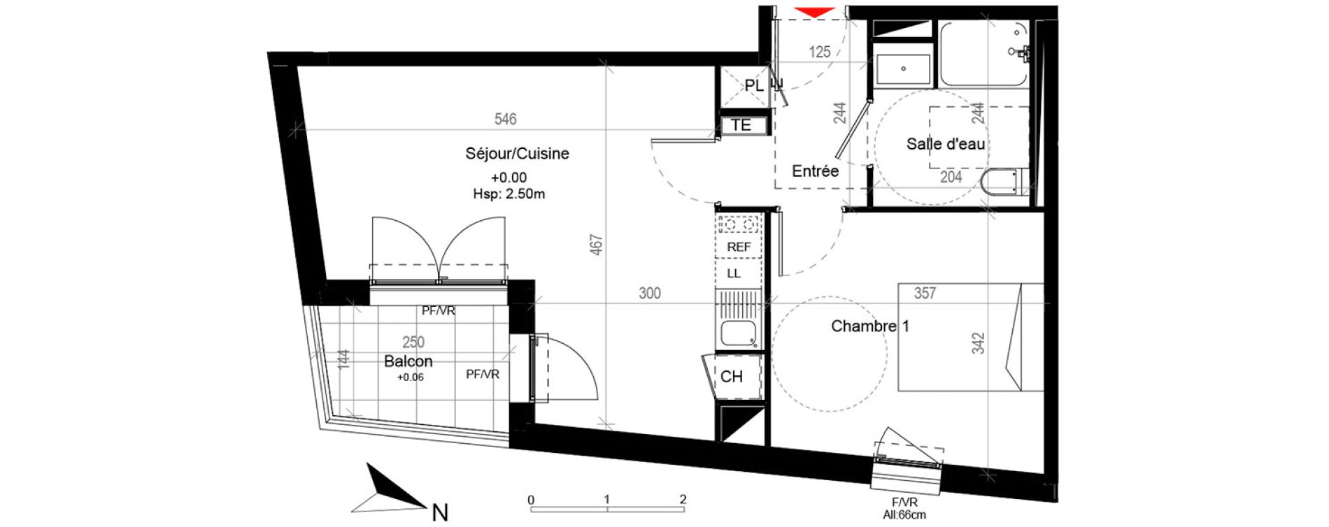 Appartement T2 de 41,29 m2 &agrave; Cugnaux Centre