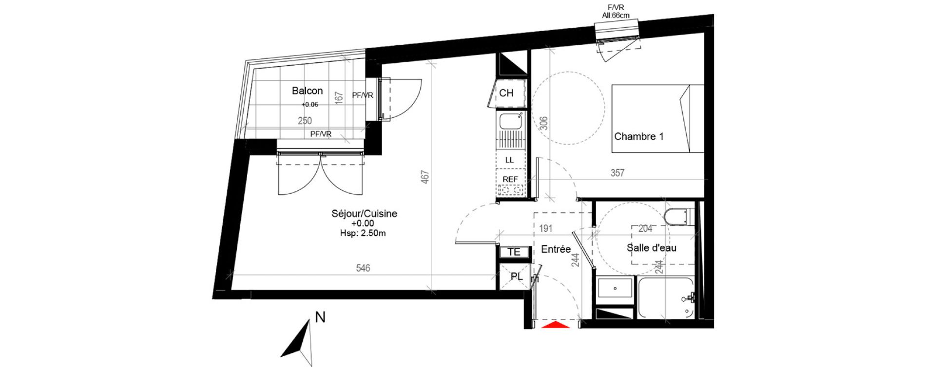 Appartement T2 de 41,34 m2 &agrave; Cugnaux Centre