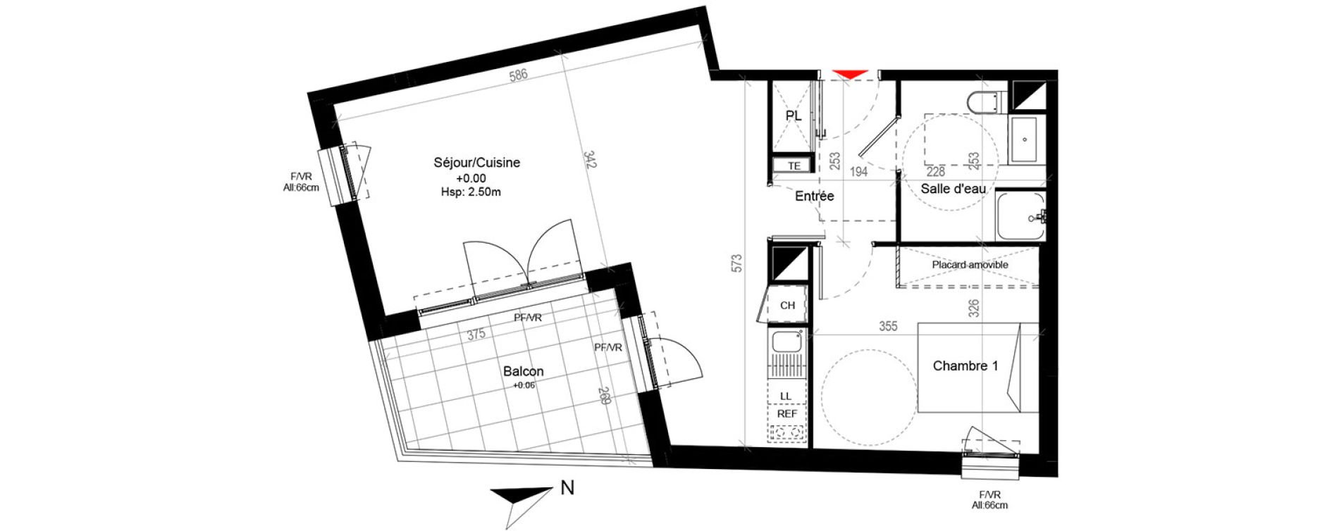 Appartement T2 de 50,43 m2 &agrave; Cugnaux Centre