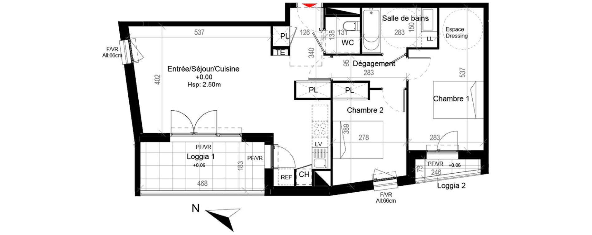 Appartement T3 de 66,01 m2 &agrave; Cugnaux Centre