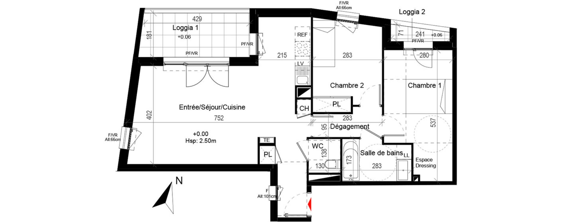 Appartement T3 de 66,09 m2 &agrave; Cugnaux Centre
