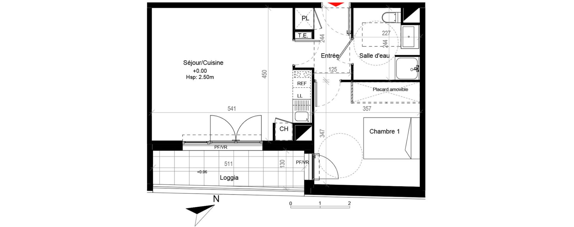 Appartement T2 de 44,28 m2 &agrave; Cugnaux Centre