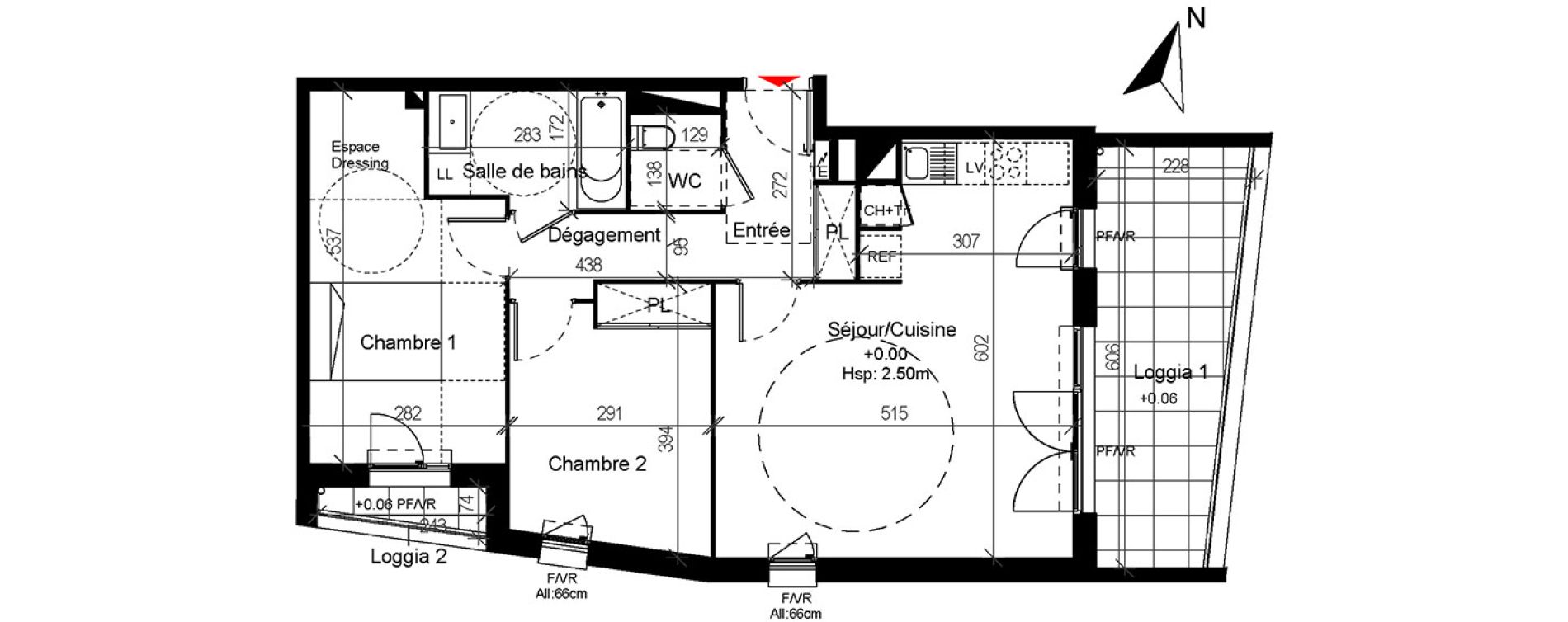 Appartement T3 de 64,11 m2 &agrave; Cugnaux Centre