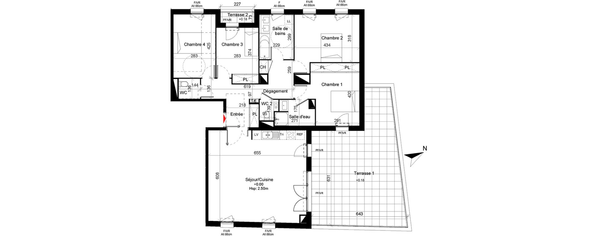Appartement T5 de 119,29 m2 &agrave; Cugnaux Centre