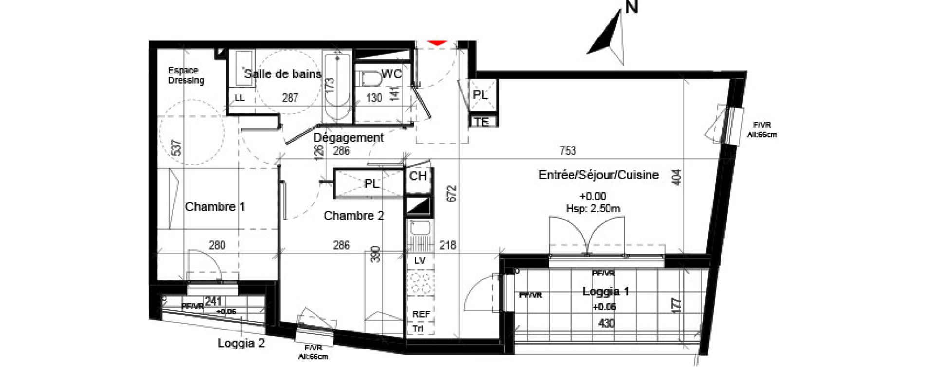 Appartement T3 de 66,56 m2 &agrave; Cugnaux Centre