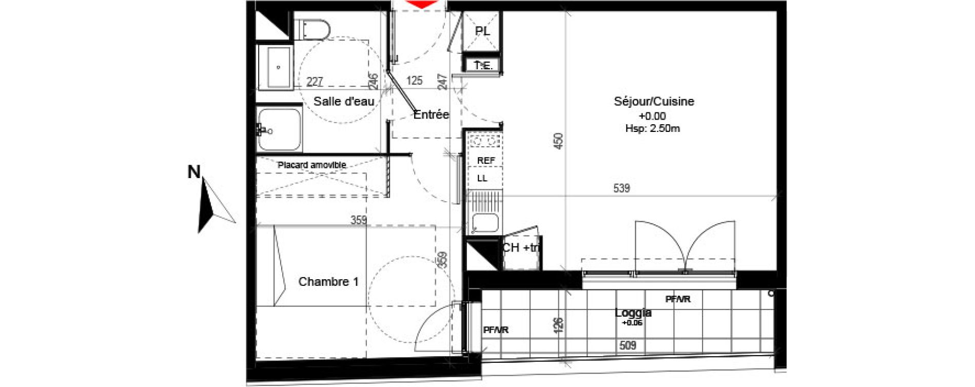 Appartement T2 de 44,56 m2 &agrave; Cugnaux Centre