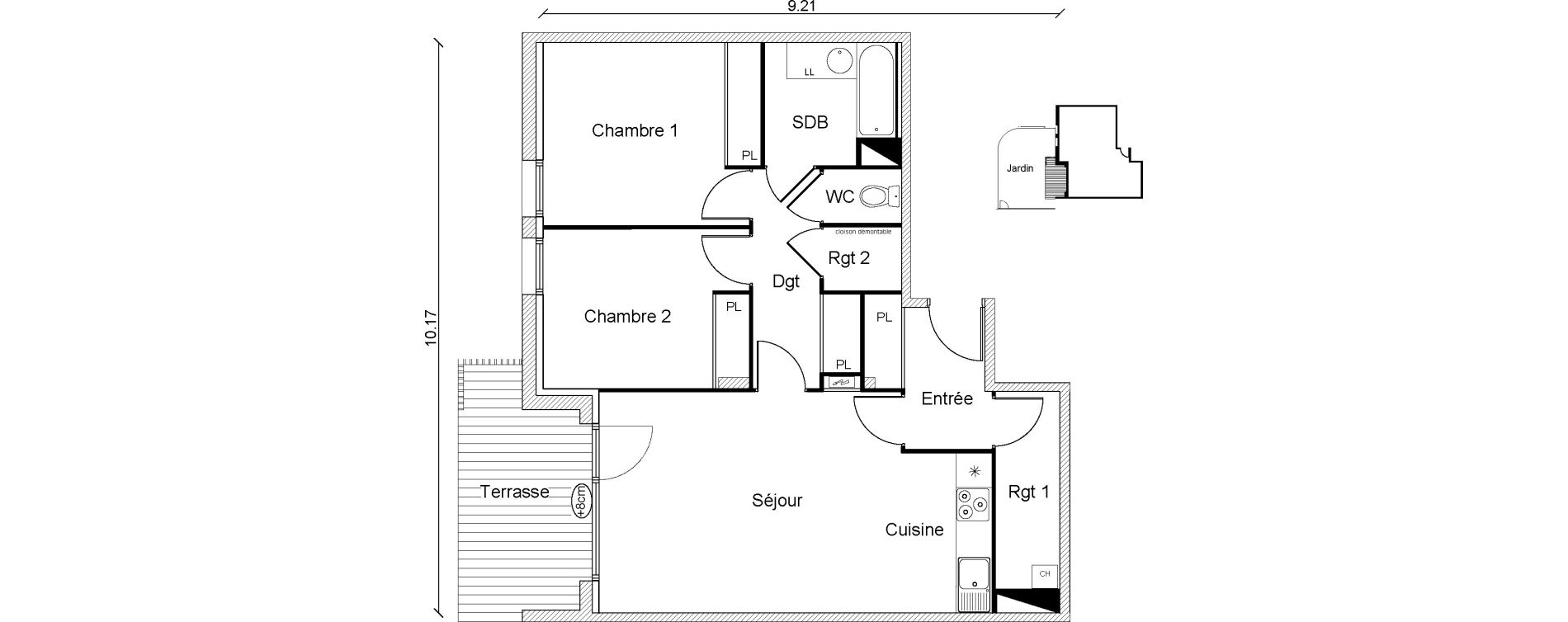 Appartement T3 de 71,30 m2 &agrave; Cugnaux Centre