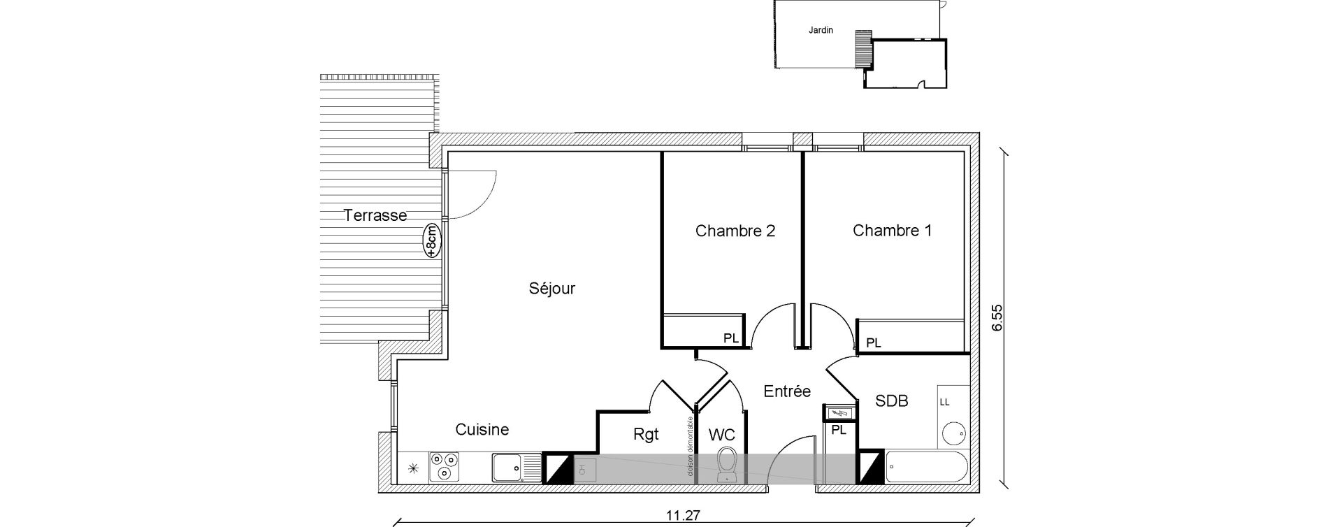Appartement T3 de 67,00 m2 &agrave; Cugnaux Centre
