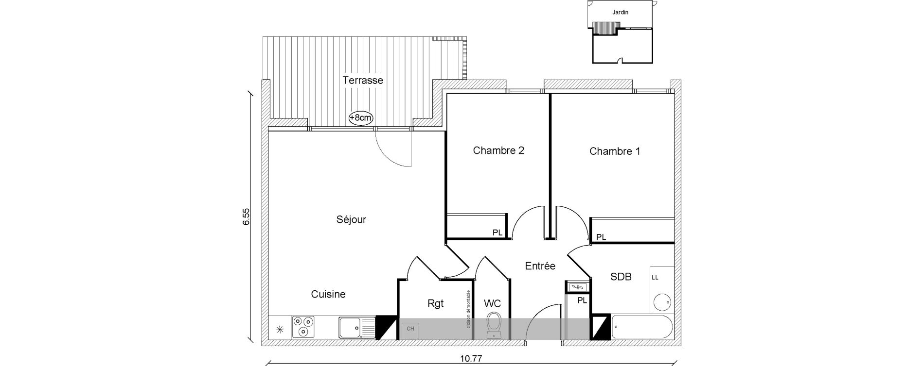 Appartement T3 de 63,61 m2 &agrave; Cugnaux Centre