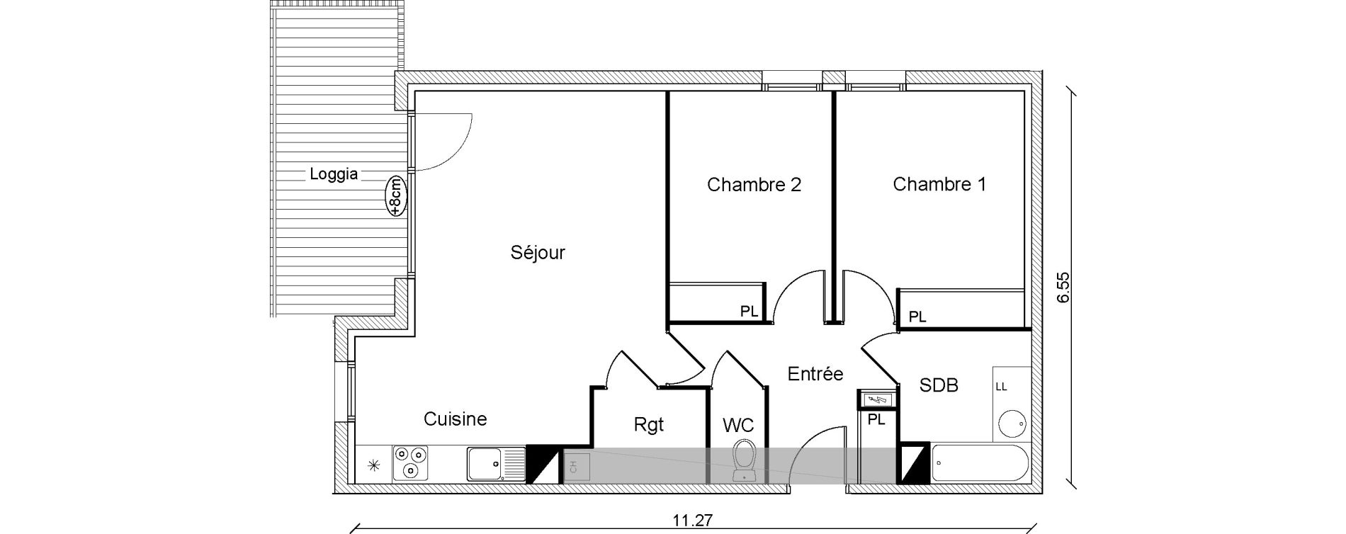 Appartement T3 de 67,04 m2 &agrave; Cugnaux Centre