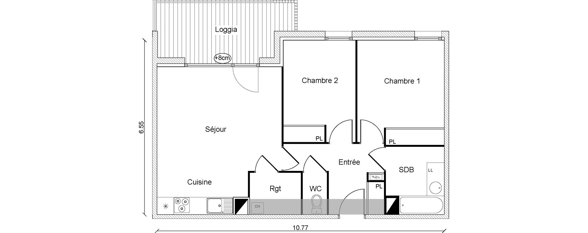 Appartement T3 de 63,61 m2 &agrave; Cugnaux Centre