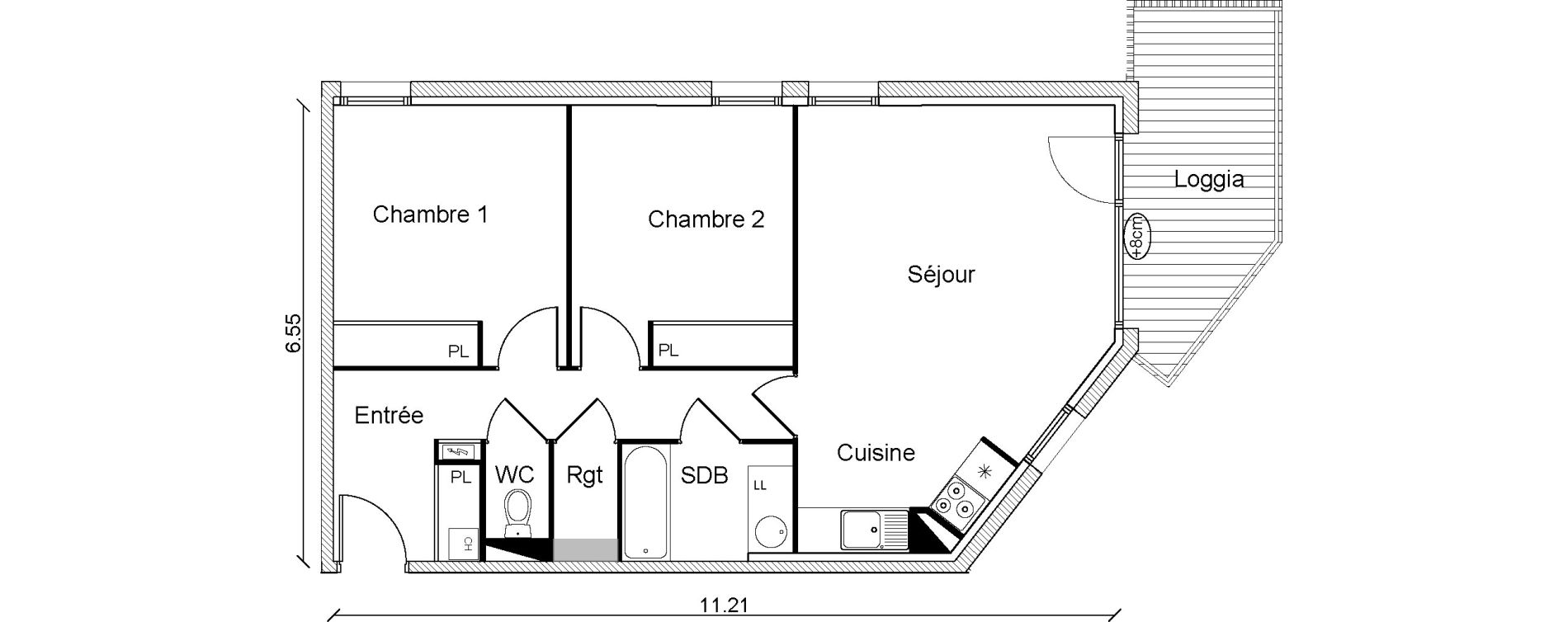 Appartement T3 de 66,76 m2 &agrave; Cugnaux Centre