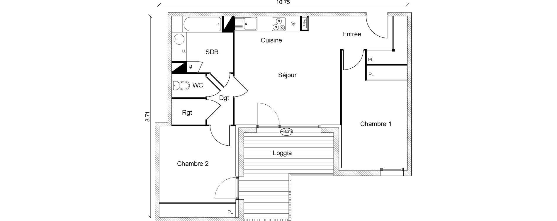 Appartement T3 de 64,65 m2 &agrave; Cugnaux Centre