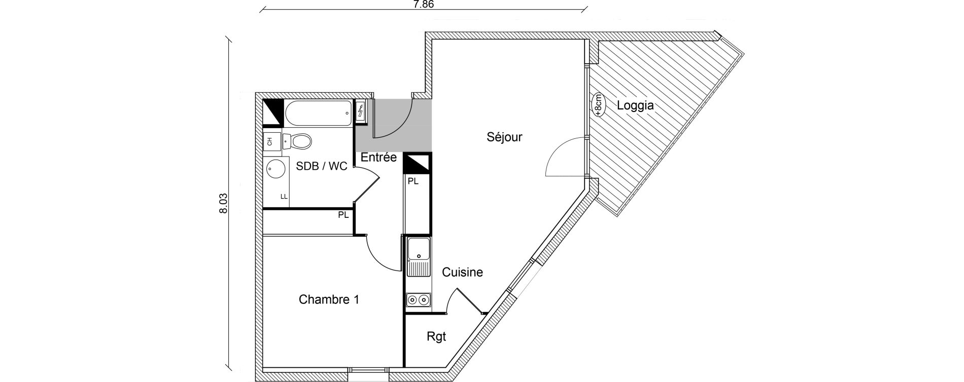Appartement T2 de 48,08 m2 &agrave; Cugnaux Centre