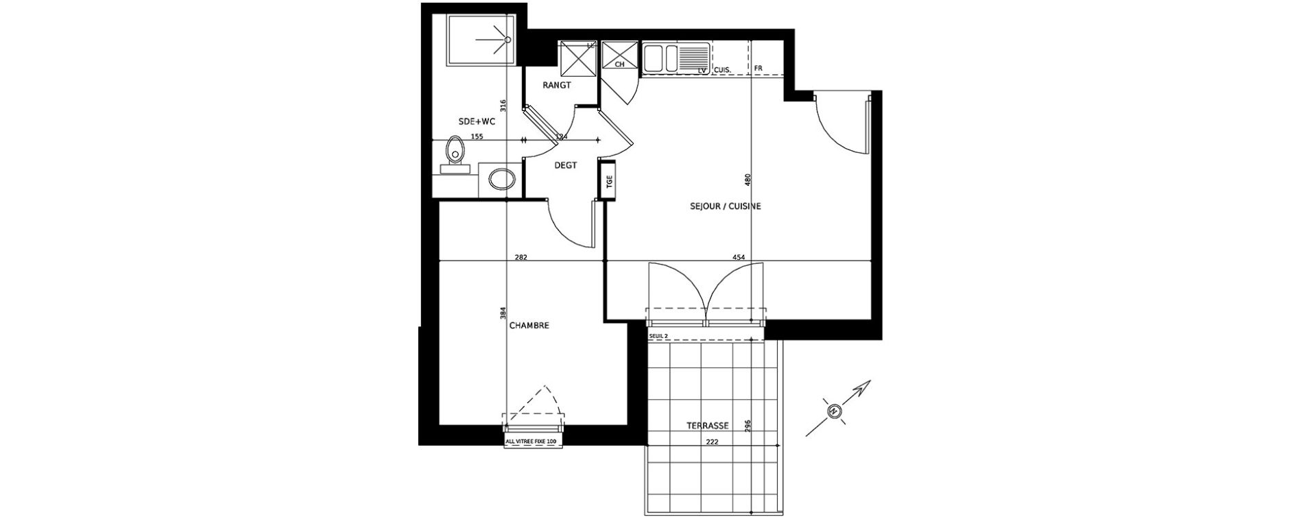 Appartement T2 de 39,60 m2 &agrave; Cugnaux Centre