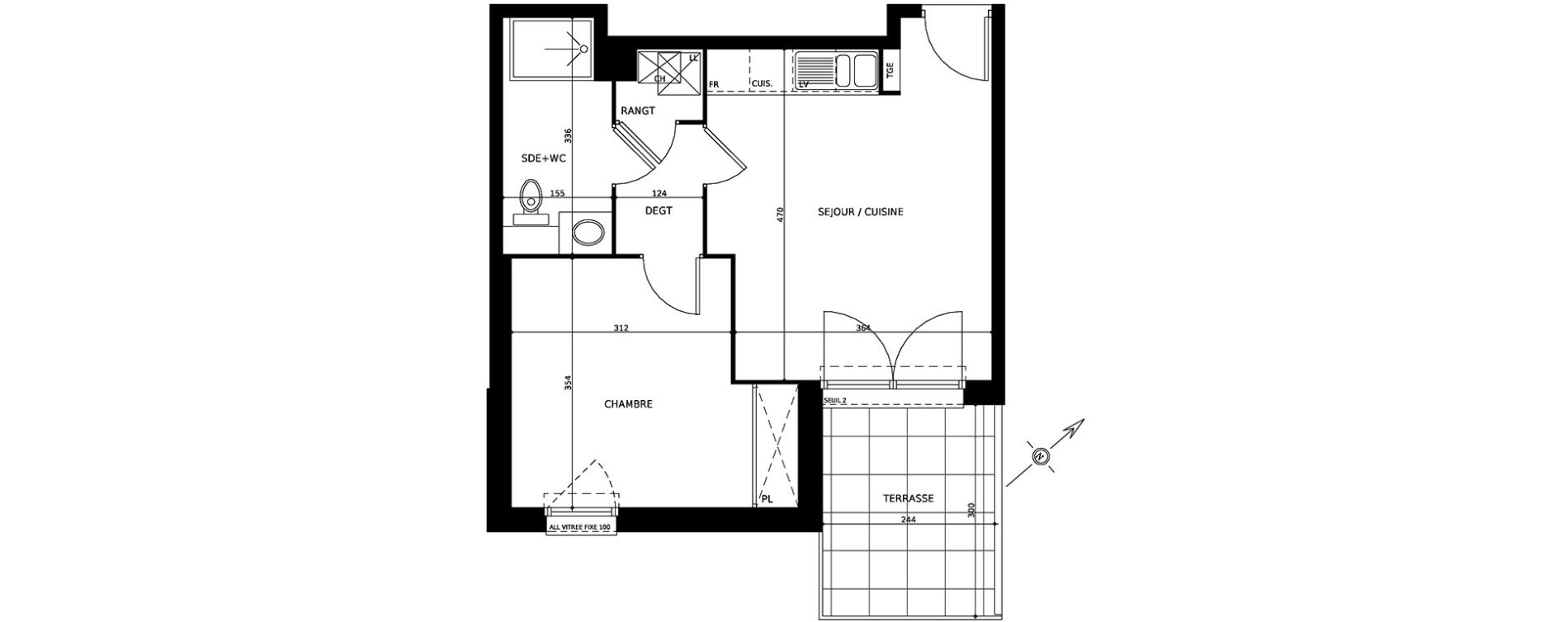 Appartement T2 de 39,65 m2 &agrave; Cugnaux Centre