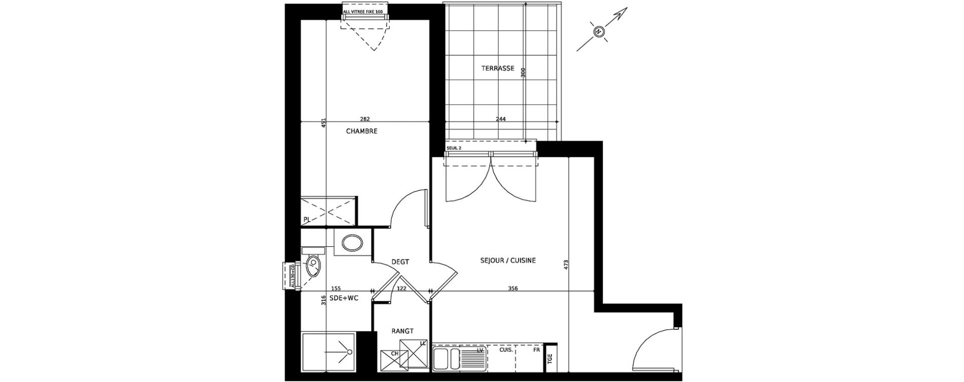 Appartement T2 de 39,85 m2 &agrave; Cugnaux Centre