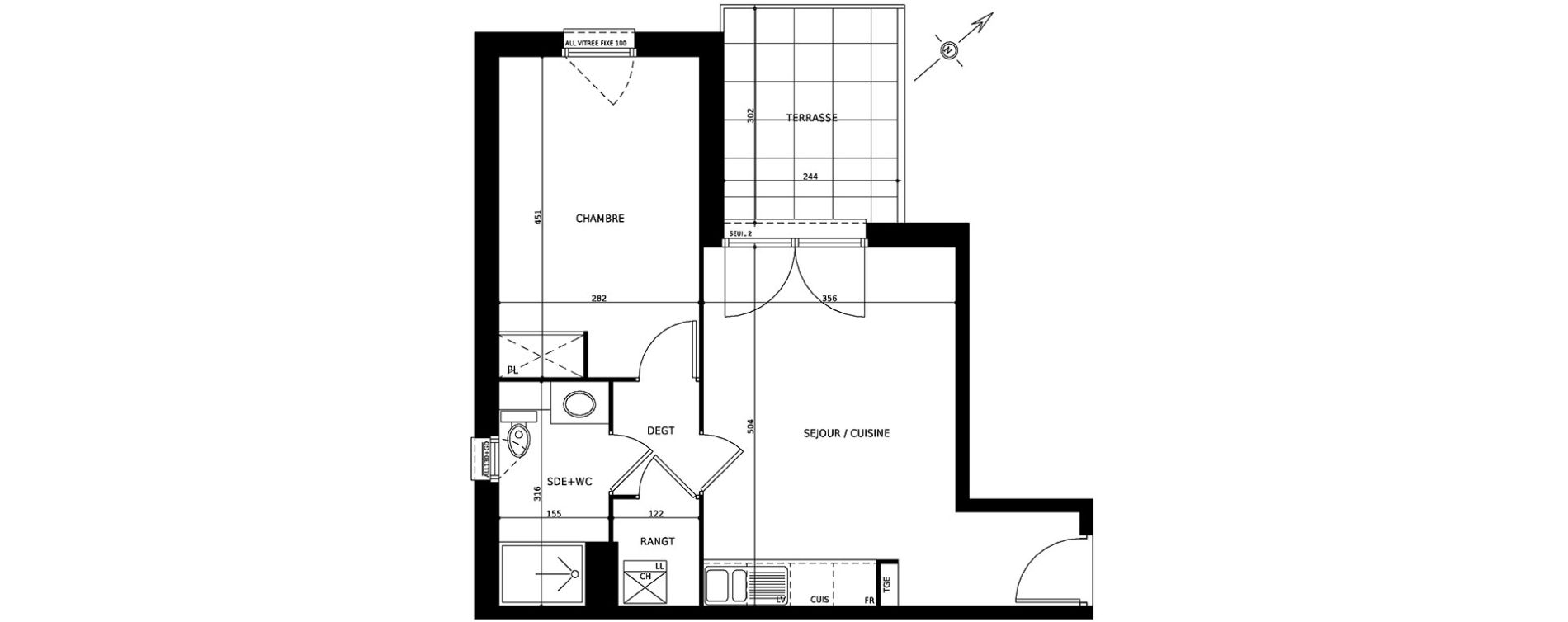 Appartement T2 de 41,00 m2 &agrave; Cugnaux Centre