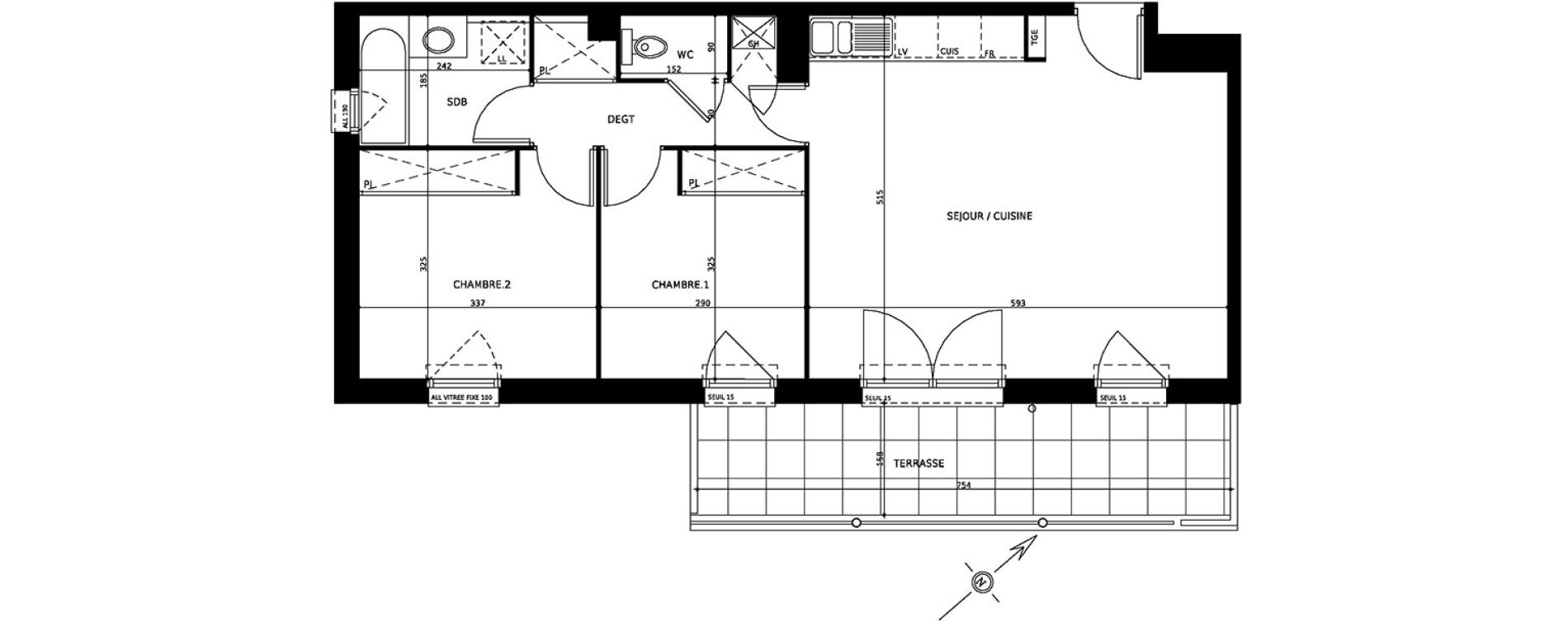 Appartement T3 de 60,55 m2 &agrave; Cugnaux Centre