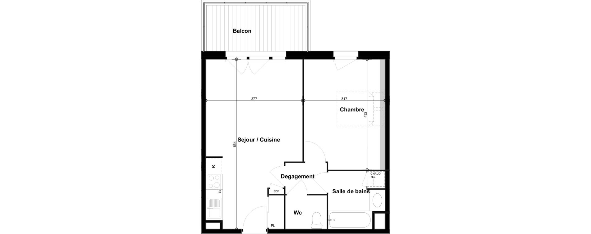 Appartement T2 de 45,15 m2 &agrave; Cugnaux Centre