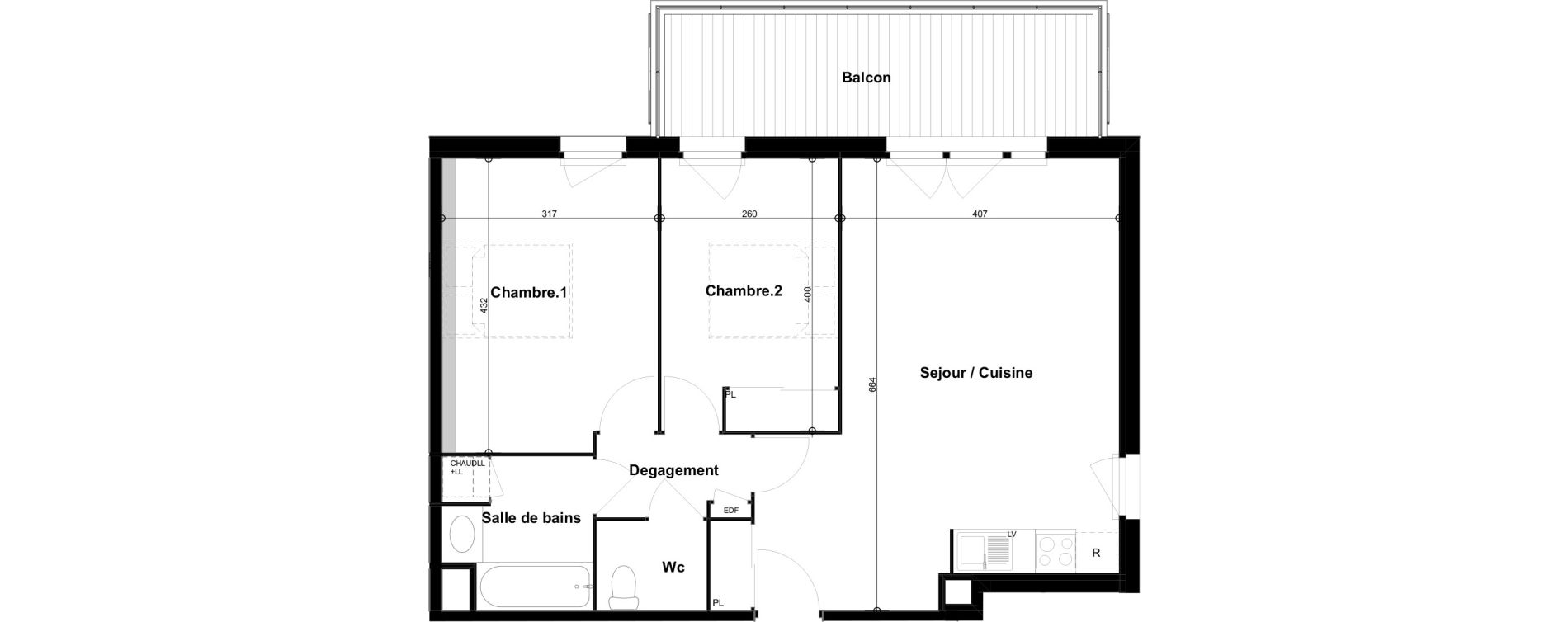 Appartement T3 de 62,85 m2 &agrave; Cugnaux Centre