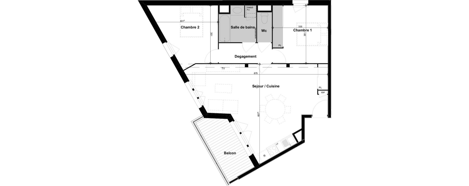 Appartement T3 de 66,74 m2 à Cugnaux Centre