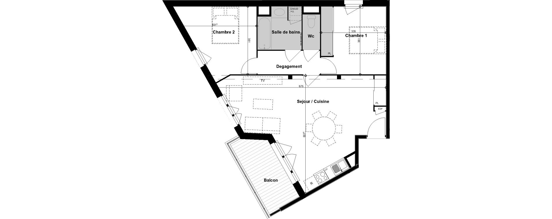 Appartement T3 de 66,74 m2 &agrave; Cugnaux Centre