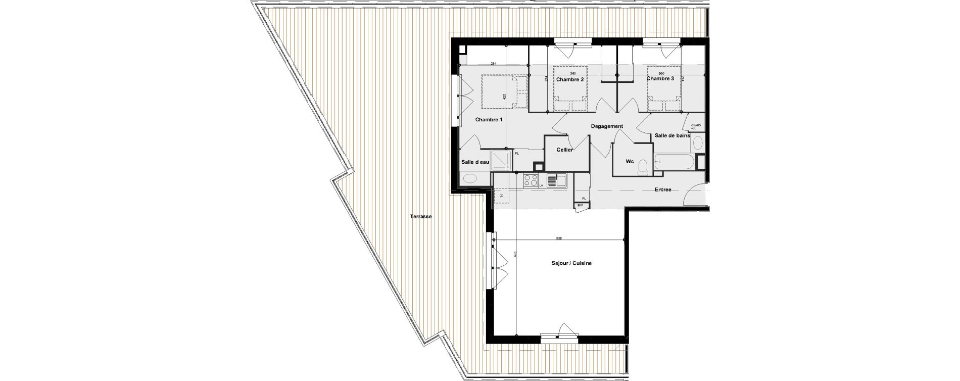 Appartement T4 de 91,92 m2 &agrave; Cugnaux Centre