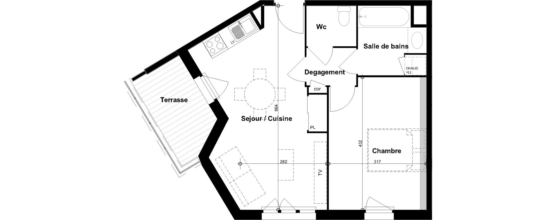 Appartement T2 de 43,34 m2 &agrave; Cugnaux Centre