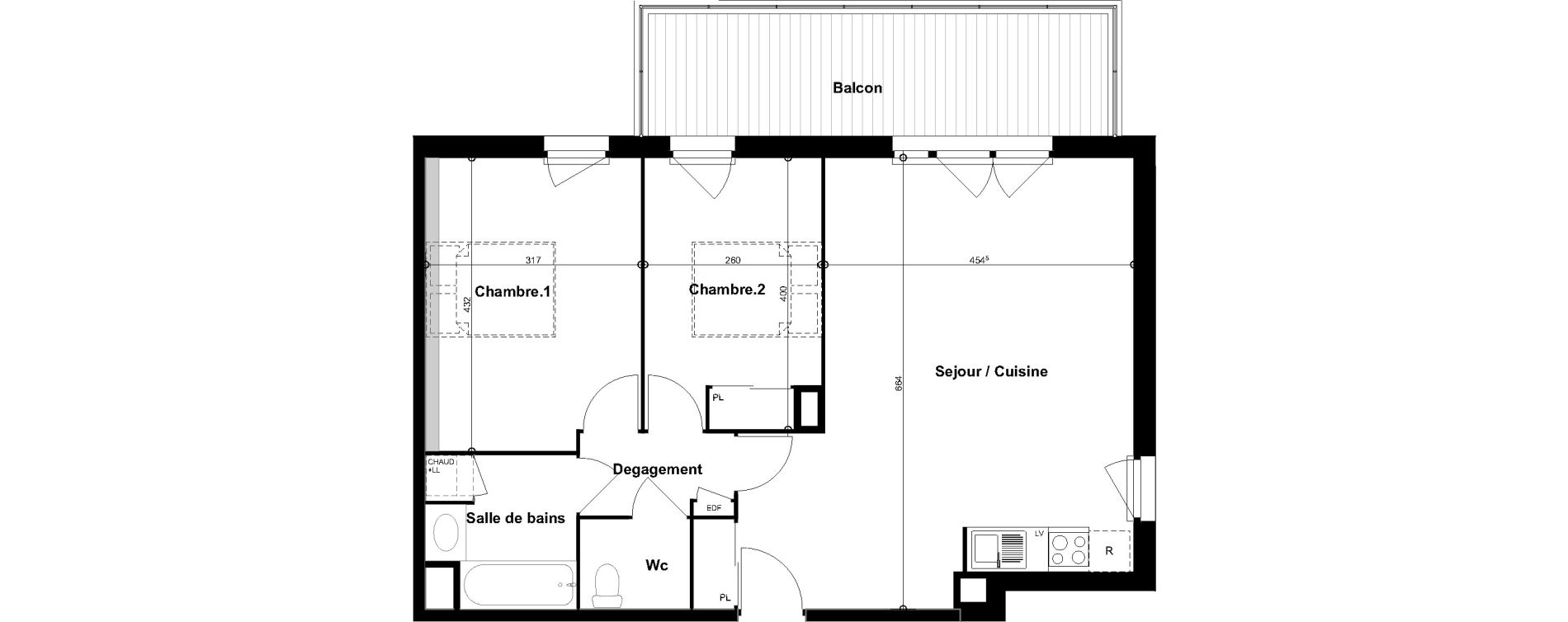 Appartement T3 de 66,11 m2 &agrave; Cugnaux Centre