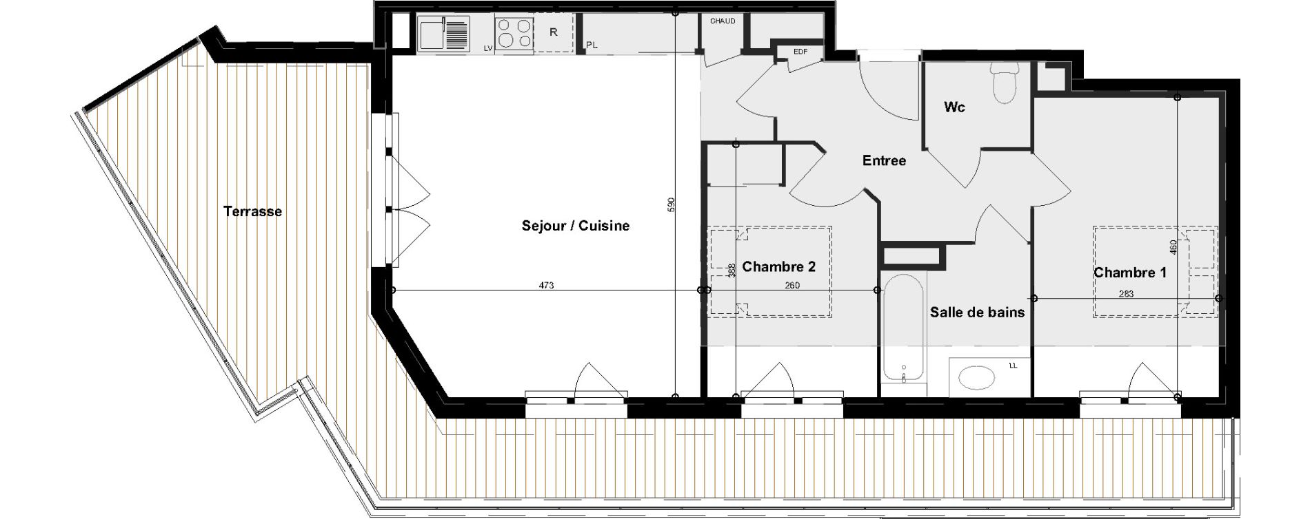 Appartement T3 de 65,08 m2 &agrave; Cugnaux Centre