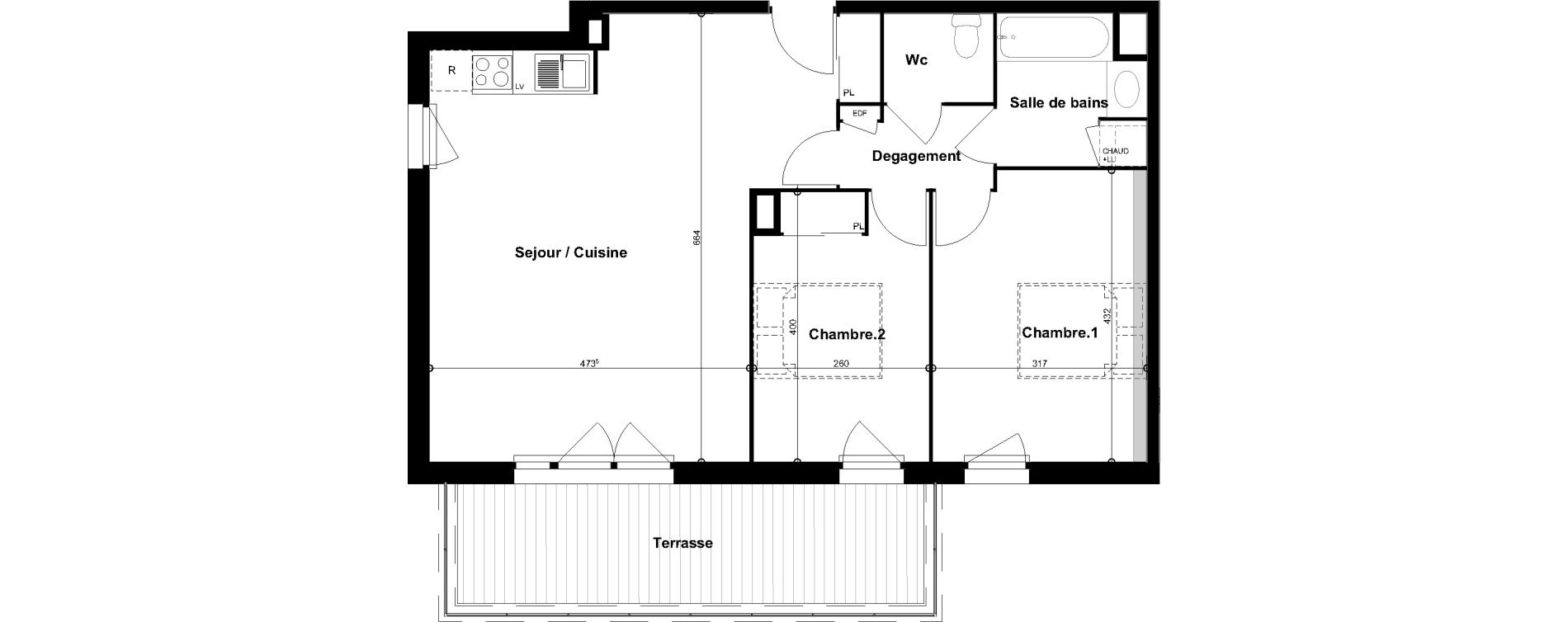 Appartement T3 de 67,02 m2 &agrave; Cugnaux Centre