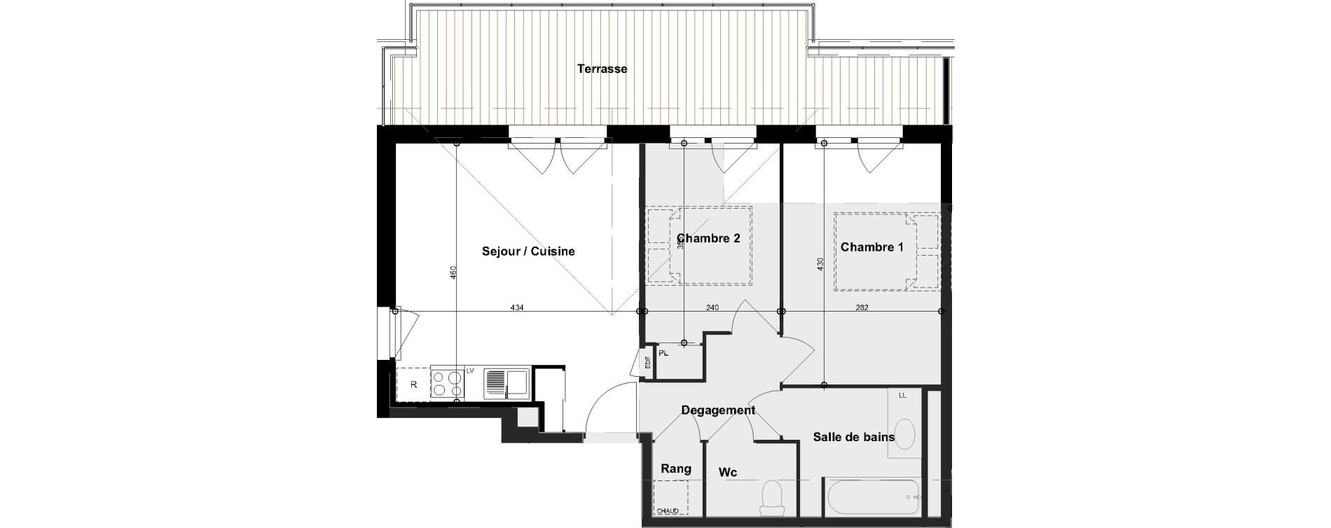 Appartement T2 bis de 53,98 m2 &agrave; Cugnaux Centre