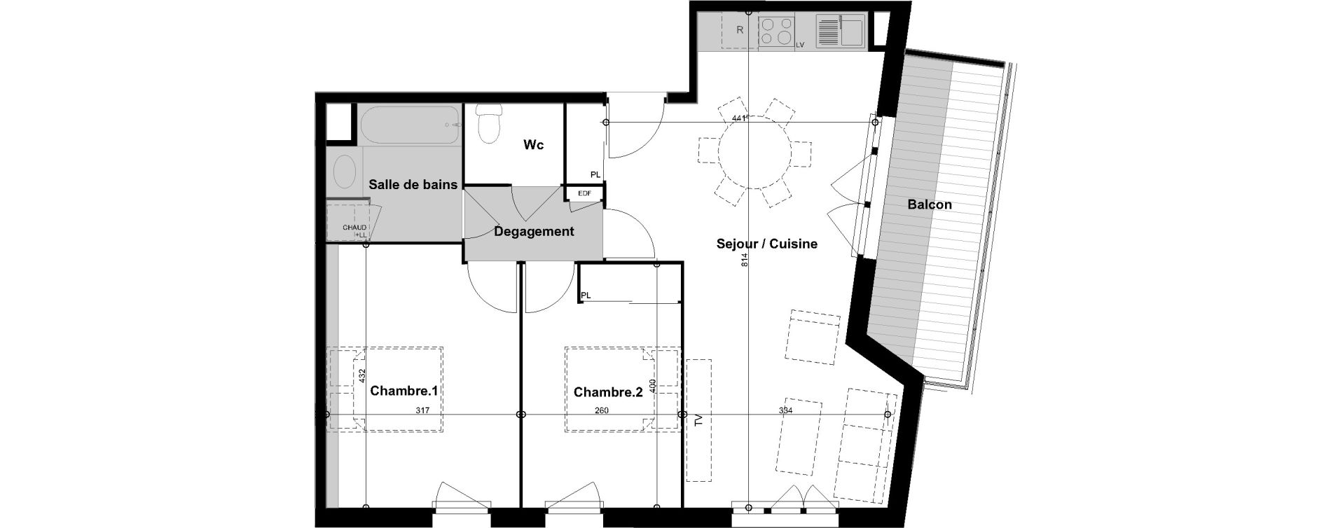Appartement T3 de 62,35 m2 &agrave; Cugnaux Centre