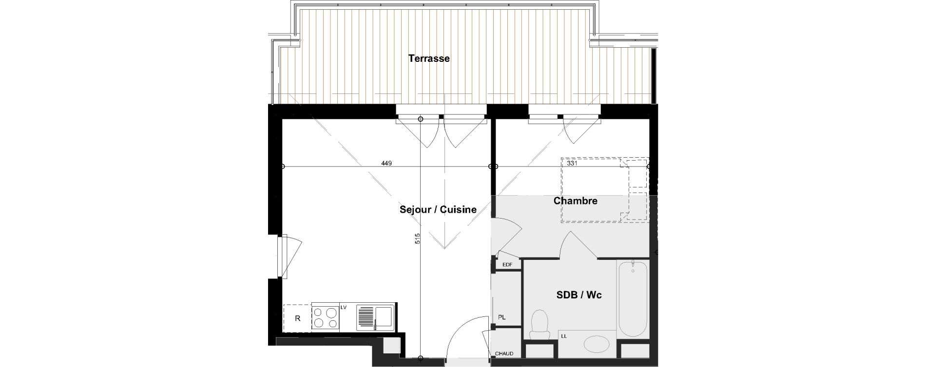 Appartement T2 de 37,84 m2 &agrave; Cugnaux Centre